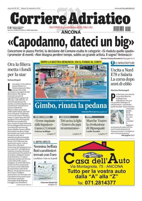 Prima-pagina-corriere adriatico-edizione-di-oggi-28-09-2024